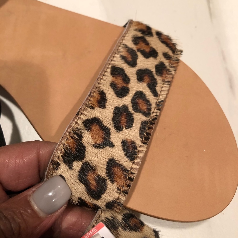 Zara Trafluc Leather Leopard Sandals - Picture 2 of 12